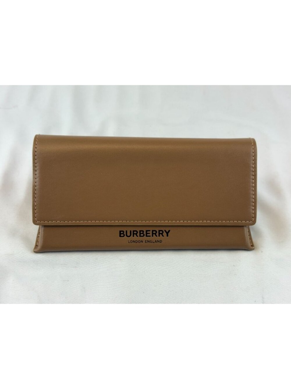 Burberry London England Camel Brown Leather Eyewear Soft Glasses Lined Case